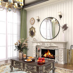 30 Inch round Mirror, Metal Frame Circle Mirror, Wall Mounted for Entryway, Bathroom, Vanity, Living Room, Black