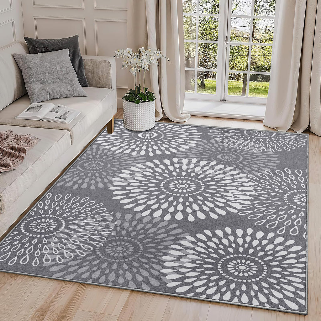 LuxStep Soft 8x10 Entryway Rug - Non-Slip & Washable Grey