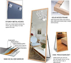 Wood Full Length Mirror with Stand, 65"X22" Full Body Mirror for Wall and Floor, Large for Bedroom, Living Room or Cloakroom, Solid Wood