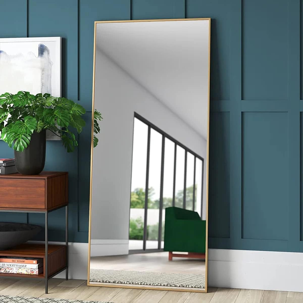 Full Length Mirror, Large Rectangle Mirror Full Length, Full Body Mirror for Bedroom, Dressing Mirror, Floor Mirror Aluminum Alloy Frame, 65"X22" Body Mirror, Standing Mirror,Gold Mirror