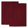 Feather & Stitch 2 Piece Cotton Terry Bath Mats - Soft Absorbent Shower Mats (30x21") - Red