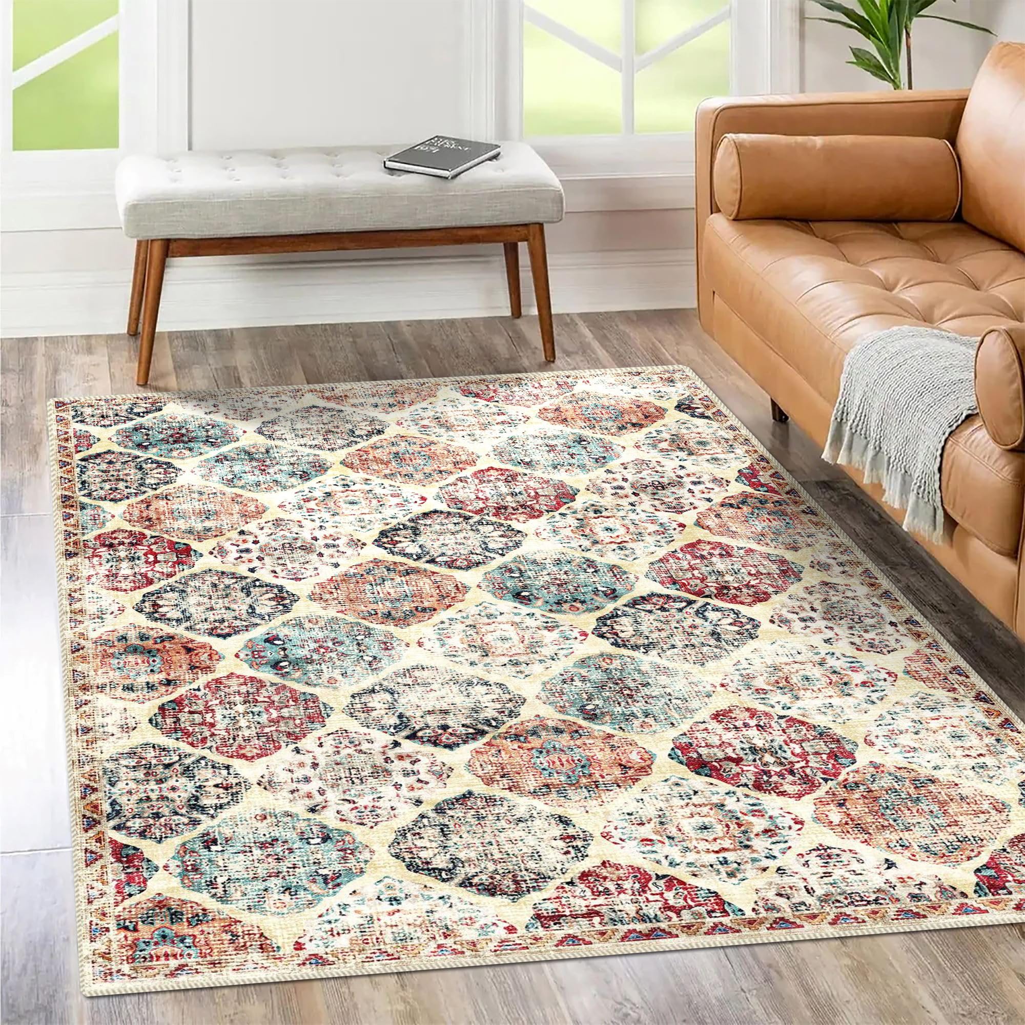 Modern Poeti Abstract 3x5 Rug - Slip-resistant & Washable