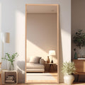 Wood Full Length Mirror with Stand, 65"X22" Full Body Mirror for Wall and Floor, Large for Bedroom, Living Room or Cloakroom, Solid Wood