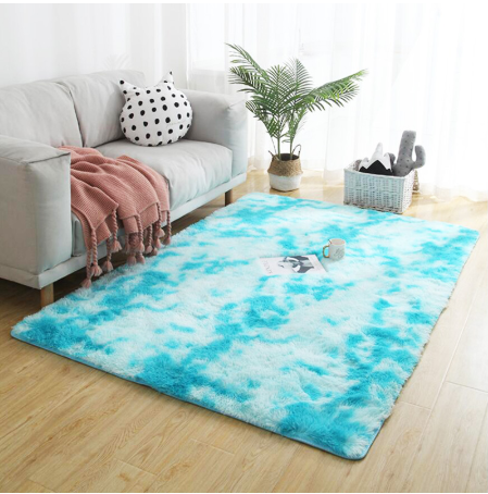 Long-Haired Tie-Dye Gradient Area Rug, Soft Carpet