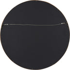 Hutton round Decorative Modern Wood Frame Wall Mirror, 22 Inch Diameter, Walnut Finish