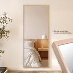 Wood Full Length Mirror with Stand, 65"X22" Full Body Mirror for Wall and Floor, Large for Bedroom, Living Room or Cloakroom, Solid Wood
