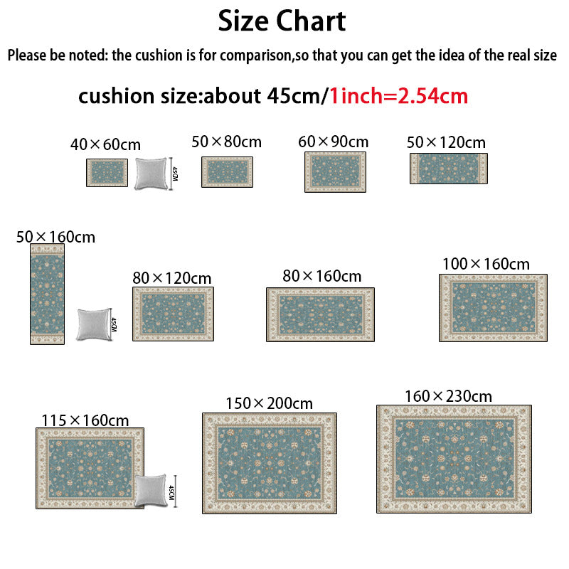 Bohemian Floral Blue Area Rug for Bedroom Decor