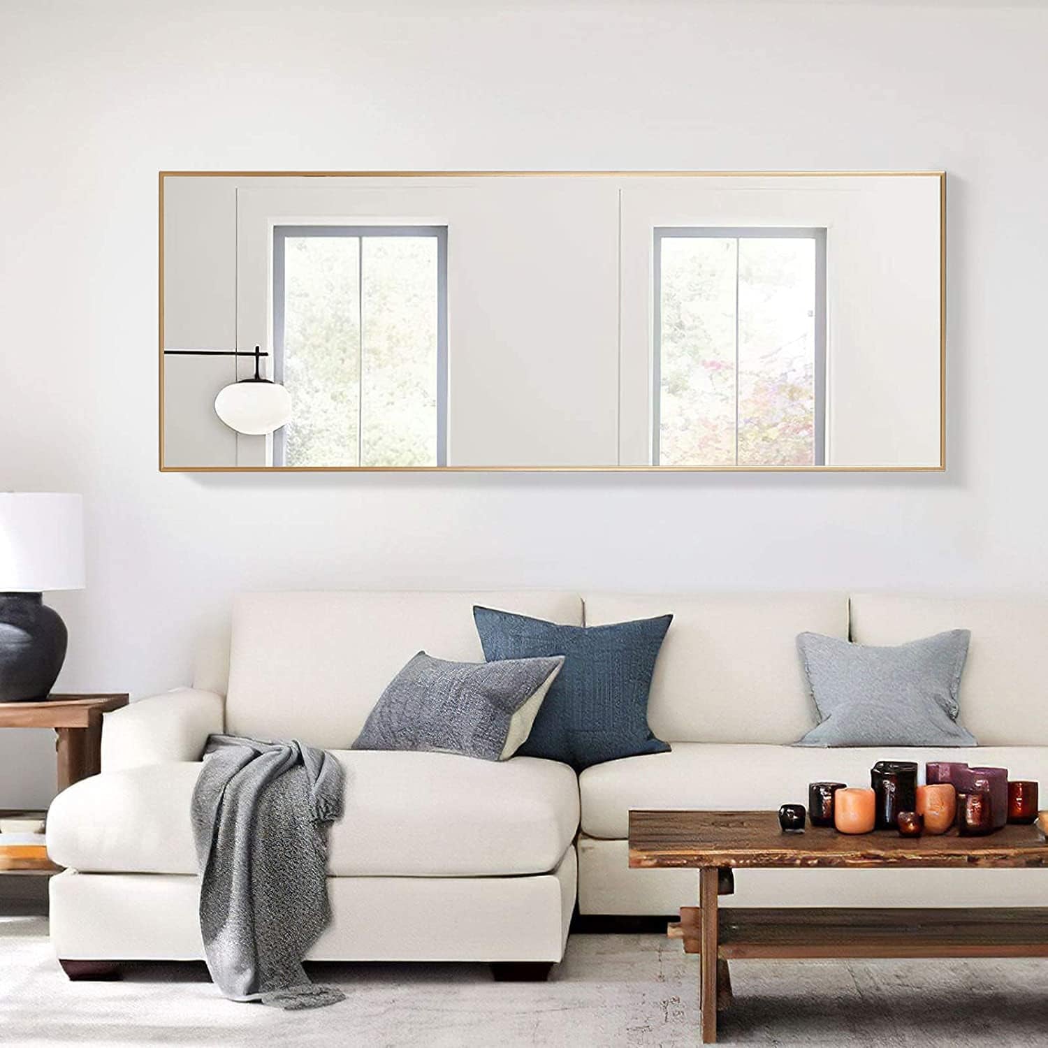 Full Length Mirror, Large Rectangle Mirror Full Length, Full Body Mirror for Bedroom, Dressing Mirror, Floor Mirror Aluminum Alloy Frame, 65"X22" Body Mirror, Standing Mirror,Gold Mirror